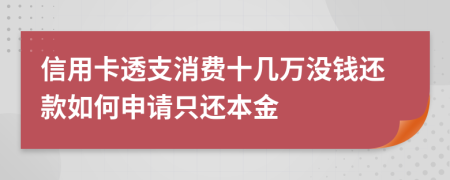 信用卡透支消费十几万没钱还款如何申请只还本金