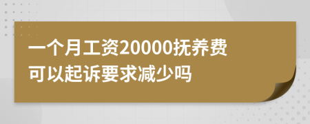 一个月工资20000抚养费可以起诉要求减少吗