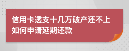 信用卡透支十几万破产还不上如何申请延期还款