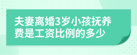 夫妻离婚3岁小孩抚养费是工资比例的多少
