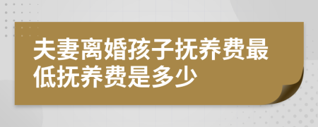 夫妻离婚孩子抚养费最低抚养费是多少