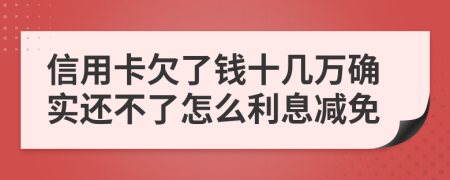 信用卡欠了钱十几万确实还不了怎么利息减免