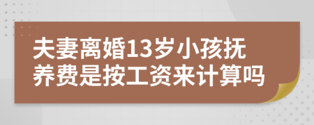 夫妻离婚13岁小孩抚养费是按工资来计算吗