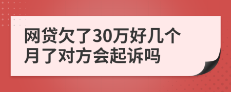 网贷欠了30万好几个月了对方会起诉吗