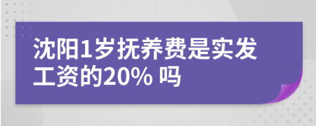 沈阳1岁抚养费是实发工资的20% 吗