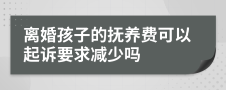 离婚孩子的抚养费可以起诉要求减少吗