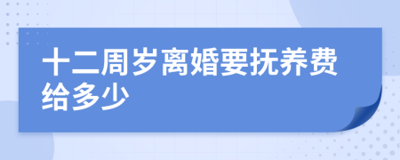 十二周岁离婚要抚养费给多少