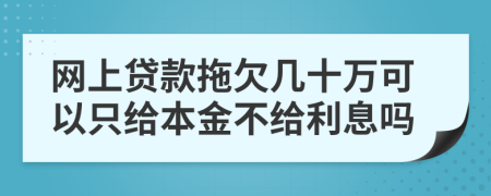 网上贷款拖欠几十万可以只给本金不给利息吗