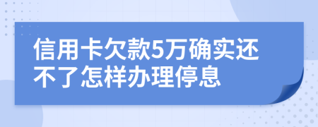 信用卡欠款5万确实还不了怎样办理停息