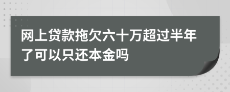 网上贷款拖欠六十万超过半年了可以只还本金吗