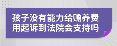 孩子没有能力给赡养费用起诉到法院会支持吗