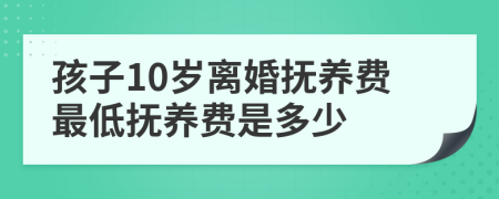 孩子10岁离婚抚养费最低抚养费是多少