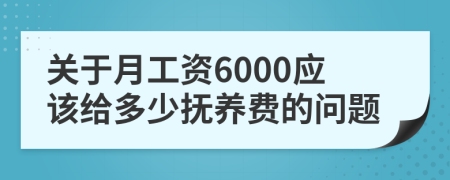 关于月工资6000应该给多少抚养费的问题