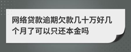 网络贷款逾期欠款几十万好几个月了可以只还本金吗