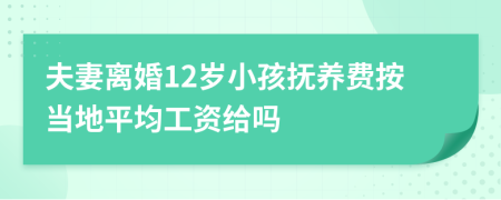 夫妻离婚12岁小孩抚养费按当地平均工资给吗