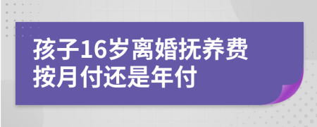 孩子16岁离婚抚养费按月付还是年付