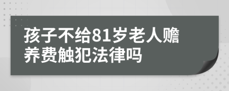 孩子不给81岁老人赡养费触犯法律吗