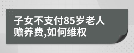 子女不支付85岁老人赡养费,如何维权