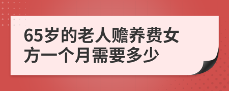 65岁的老人赡养费女方一个月需要多少