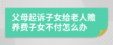 父母起诉子女给老人赡养费子女不付怎么办