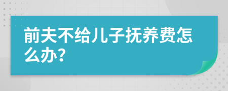 前夫不给儿子抚养费怎么办？