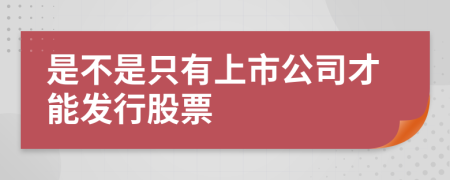 是不是只有上市公司才能发行股票