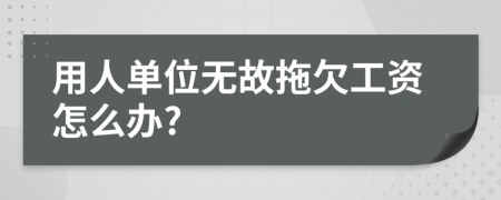 用人单位无故拖欠工资怎么办?