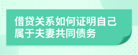 借贷关系如何证明自己属于夫妻共同债务