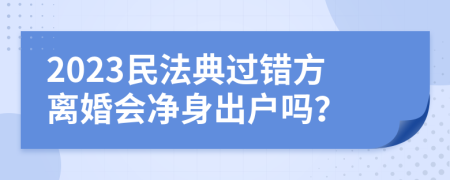 2023民法典过错方离婚会净身出户吗？