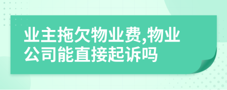 业主拖欠物业费,物业公司能直接起诉吗