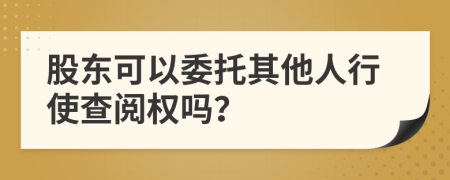 股东可以委托其他人行使查阅权吗？