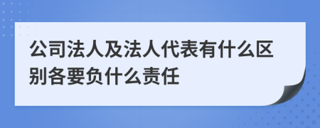 公司法人及法人代表有什么区别各要负什么责任