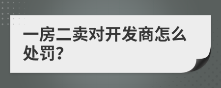 一房二卖对开发商怎么处罚？