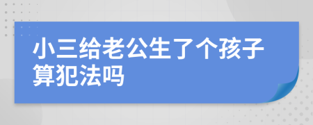 小三给老公生了个孩子算犯法吗