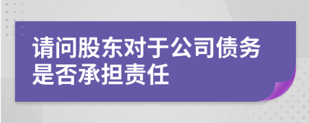 请问股东对于公司债务是否承担责任