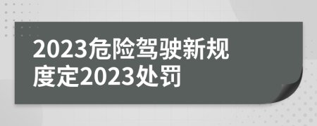 2023危险驾驶新规度定2023处罚