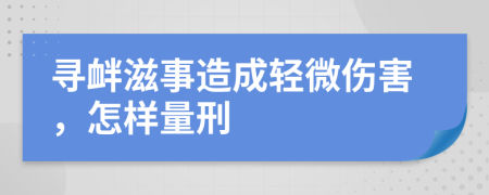 寻衅滋事造成轻微伤害，怎样量刑