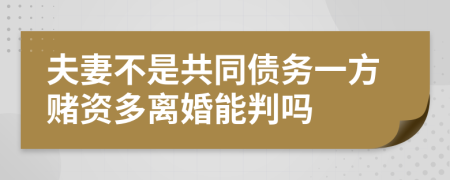 夫妻不是共同债务一方赌资多离婚能判吗