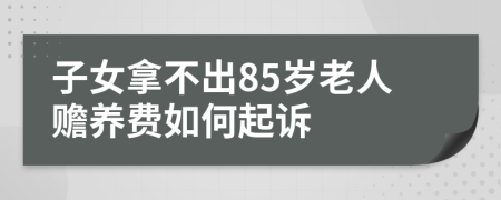 子女拿不出85岁老人赡养费如何起诉