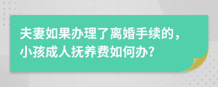 夫妻如果办理了离婚手续的，小孩成人抚养费如何办？