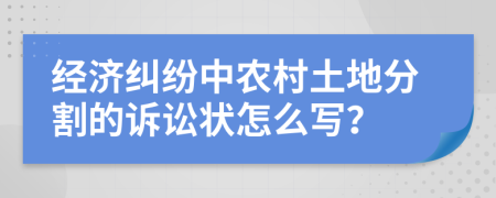 经济纠纷中农村土地分割的诉讼状怎么写？