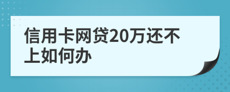 信用卡网贷20万还不上如何办