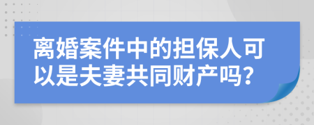 离婚案件中的担保人可以是夫妻共同财产吗？