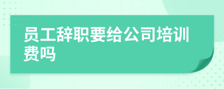 员工辞职要给公司培训费吗