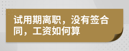 试用期离职，没有签合同，工资如何算