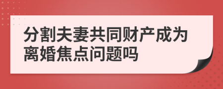 分割夫妻共同财产成为离婚焦点问题吗