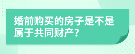 婚前购买的房子是不是属于共同财产？