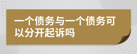 一个债务与一个债务可以分开起诉吗