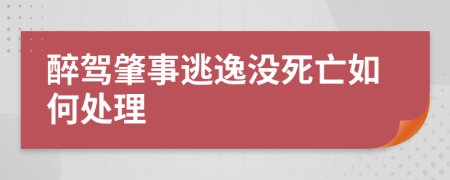 醉驾肇事逃逸没死亡如何处理