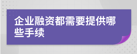 企业融资都需要提供哪些手续